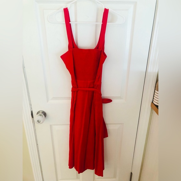 BANANA REPUBLIC RED MIDI DRESS WITH TIE BACK - Picture 6 of 10